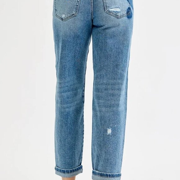 RISEN Full Size Mid Rise Fit-boyfriend Heart Shade Jeans Plus Size - Picture 5 of 7